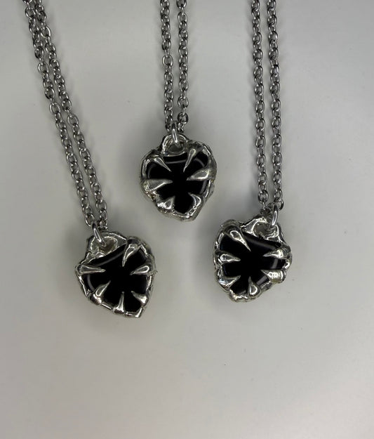 Double sided Obsidian heart necklaces